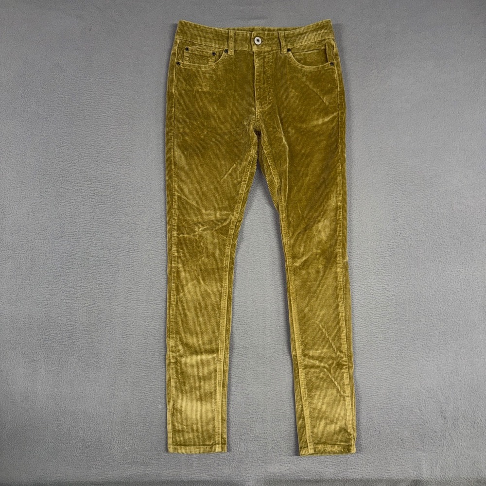 Serenede Fitted Pants Mens 30x32 Mustard Olive Green Corduroy Slim Cotton